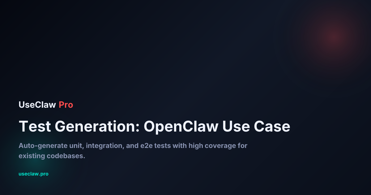 Test Generation: OpenClaw Development Use Case — How It Works | UseClawPro